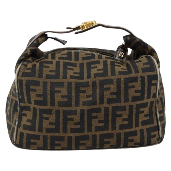 FENDI Zucca Canvas Vanity Bag Black Brown Auth 147546 - Picture 3 of 16